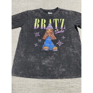 Bratz Shirt Women’s Large Black Tie Dye T-Shirt Cotton Sasha Doll